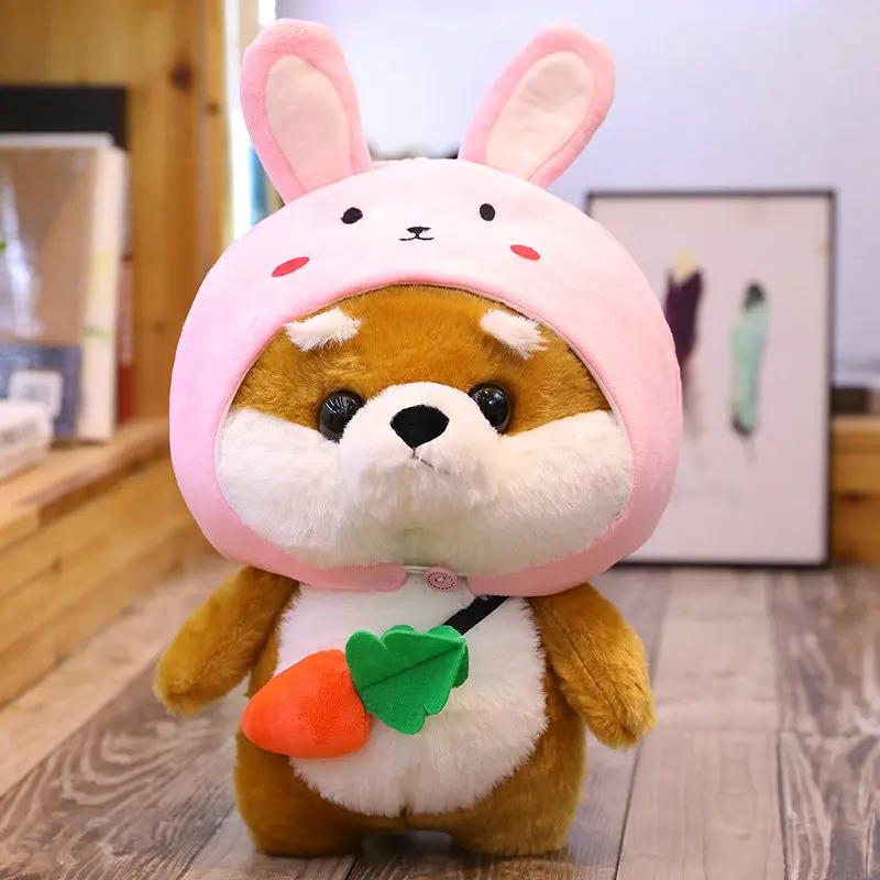 yellow rabbit Тоторо, Япония, милая собака Шиба ину, чучело животных, панда, монстр, косплей, с капюшоном, одежда, Детская плюшевая собака с фруктами, сумка через плечо - Цвет: yellow rabbit