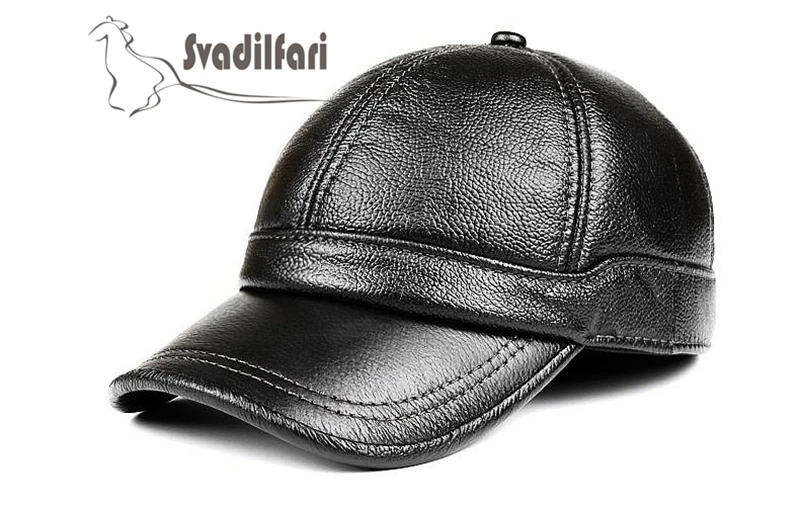 Svadilfari, новинка, Осень-зима, настоящая воловья кожа, шапка для мужчин и женщин, натуральная кожа, бейсбольная кепка, для улицы, теплая, защита для ушей, для папы и мамы