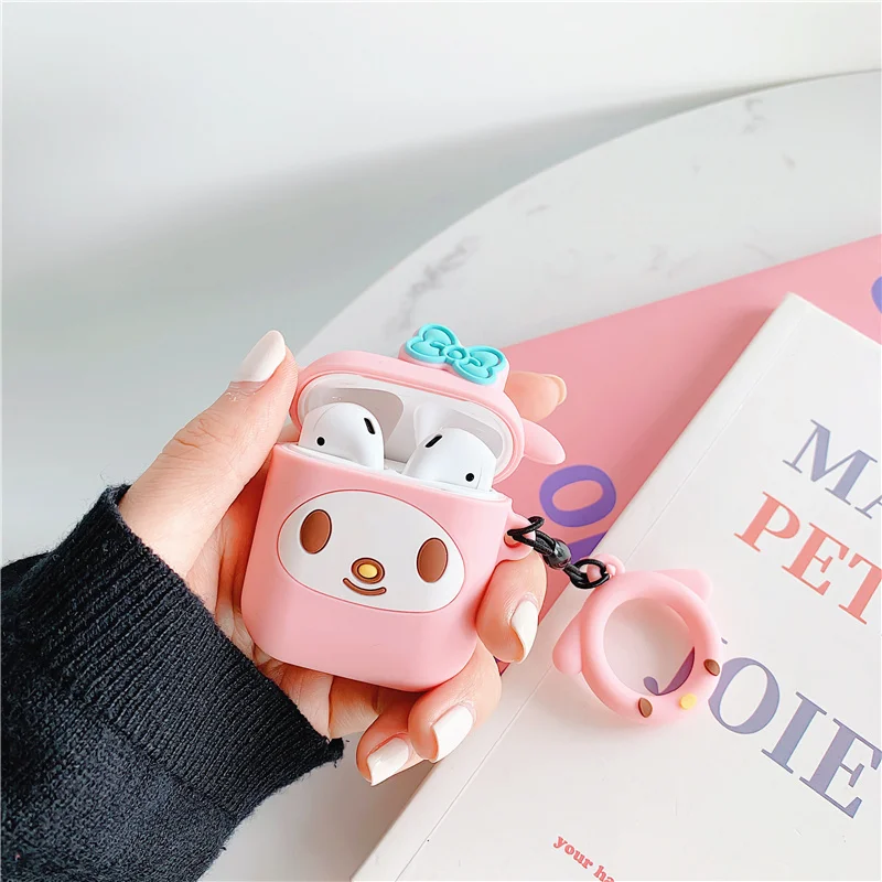 Чехол для наушников с милыми мультяшками чехол для AirPods My Melody Pompom Purin wireless oroll беспроводной чехол для наушников с кольцом на палец