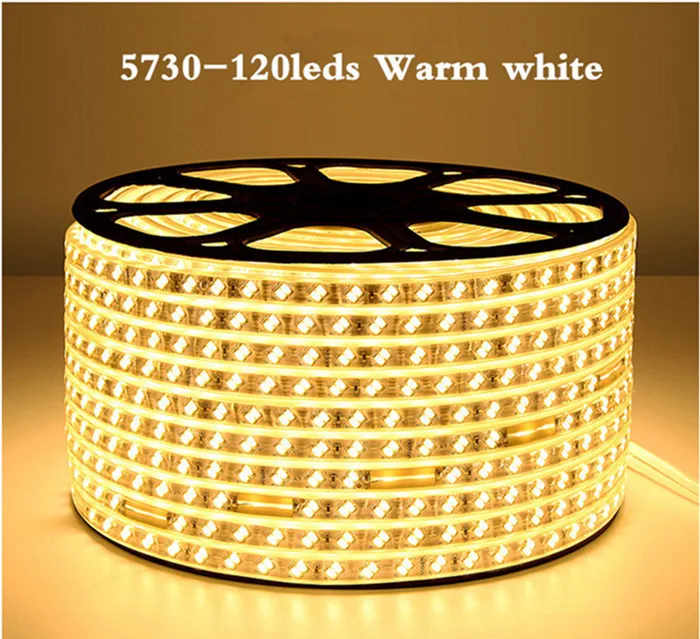 Warm white Светодиодная лента 180 светодиодный s/m 5630 5730 220 V лента белый/теплый белый водонепроницаемый супер яркость украшение дома IP67 - Испускаемый цвет: Warm white
