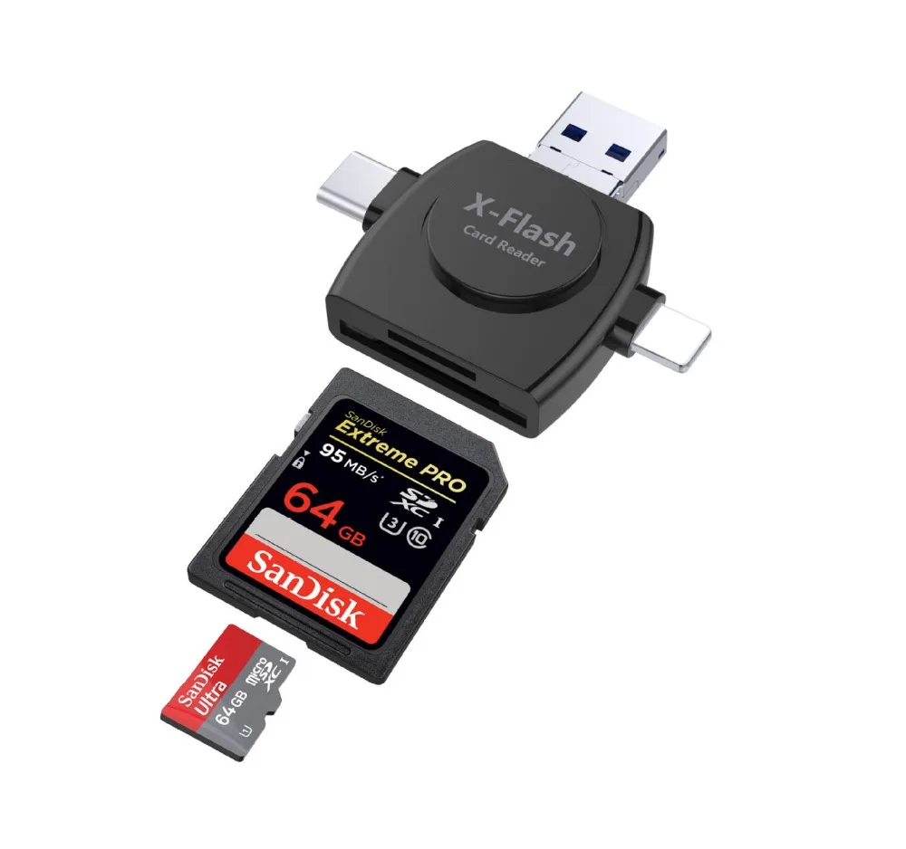Все в 1 Micro USB Type C SD TF кардридер для iPhone X XS MAX XR 5 6 7 8 PLUS iPad Android телефон Samsung S5 S6 S7 S8