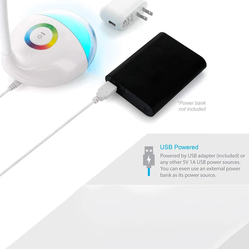 5 Вт Светодиодная настольная лампа с регулируемой яркостью и usb-портом для