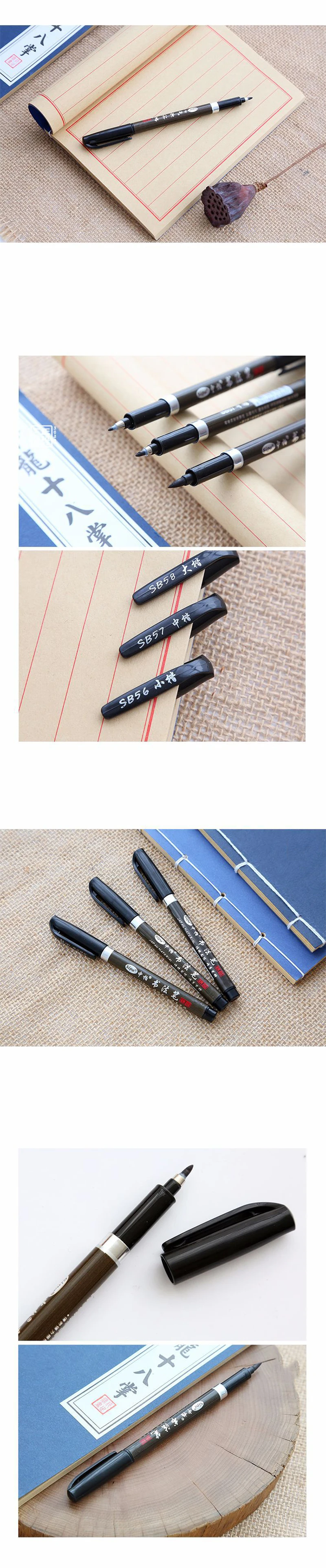EZONE 3PCS/Lot Writing Brush Different Size Chinese Calligraphy Nylon Brushes Pen For Signature Drawing Art School Office Supply