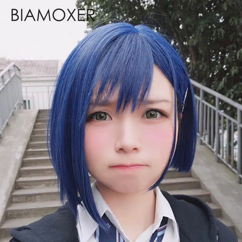 

Biamoxer New Arrival DARLING in the FRANXX 015 Ichigo Short Blue Cosplay Wigs Synthetic Hair Perucas Cosplay Costume Wig+Hairpin