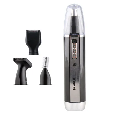 Kemei KM- 6630 4 in 1 Nose Hair Beard Eyebrow Rechargeable Electric Trimmer Electric Nose Trimmer Ear Shaver Hair Cliper - Цвет: Черный