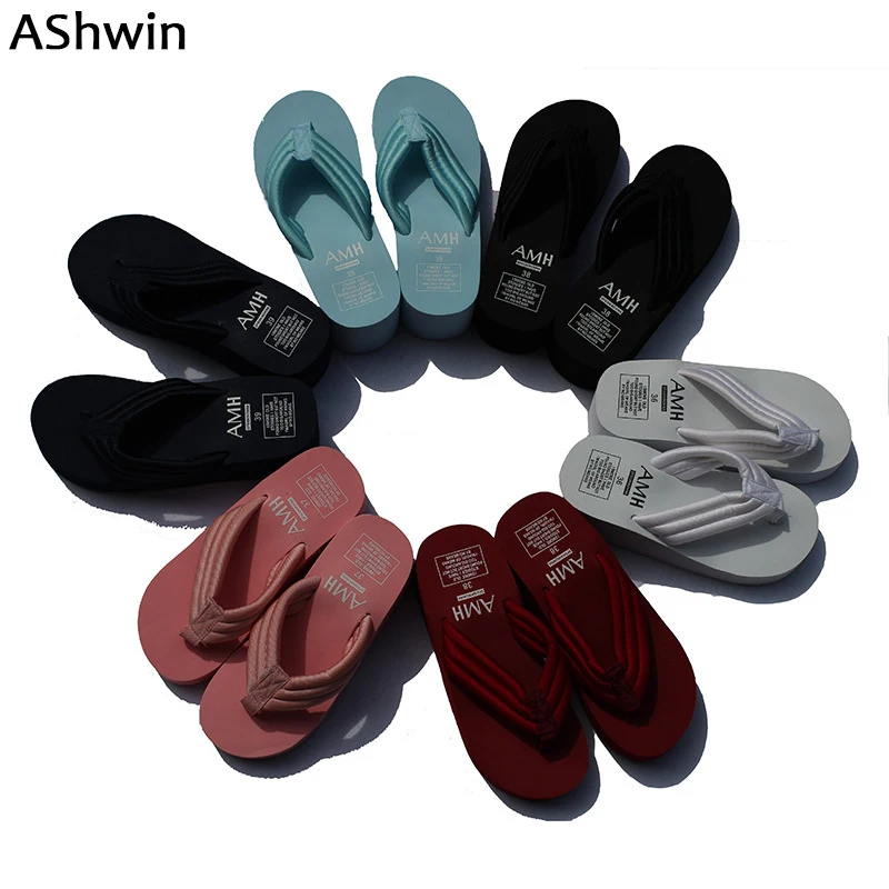 AShwin/шлепанцы на резиновой подошве Шлепанцы танкетке и платформе Цветные