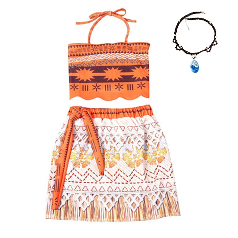 Маскарадный костюм принцессы Моана для детей платье ваяна с ожерельем и питомцем