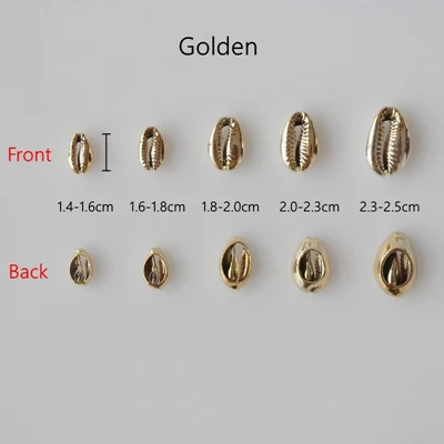 Golden 2.0-2.3 10 шт./лот) 1,4-2,5 см натуральный Каури ракушки соединить Подвески бусины Золотое серебро покрытие для DIY ювелирные аксессуары - Цвет: Golden 2.0-2.3