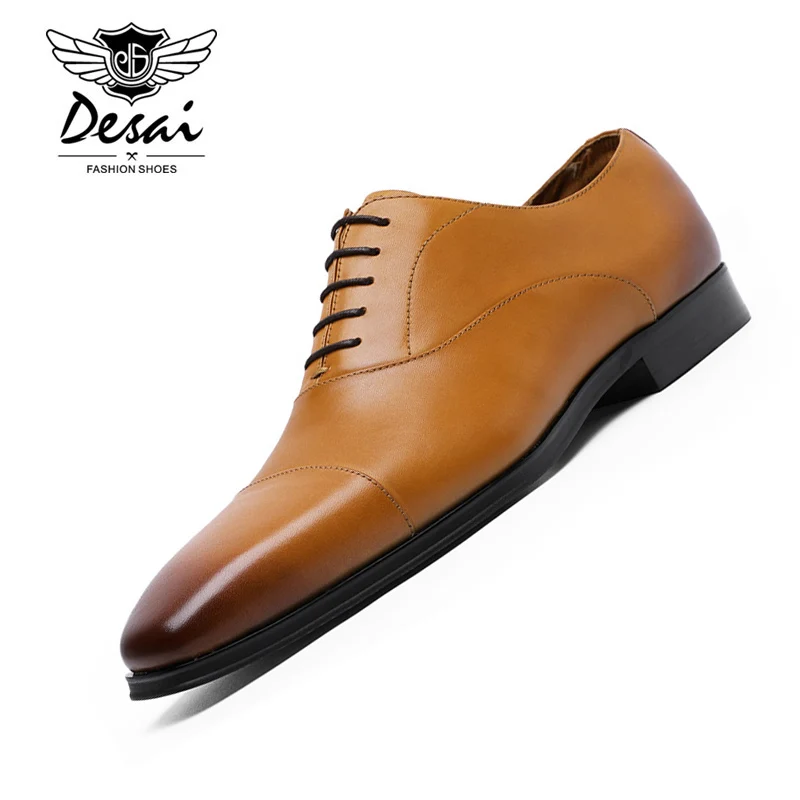

Мужские деловые туфли DESAI, из натуральной кожи, с острым носком, роскошные модельные туфли европейского размера 38-47, коровья кожа оксфорды