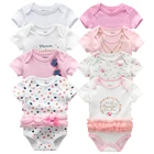 Боди для новорожденных, из хлопка, 8 шт.лот, с принтом, летняя одежда