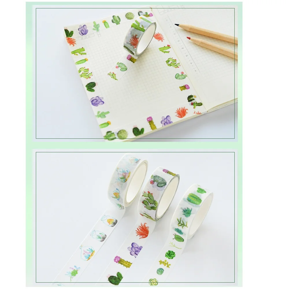 32 pcs/Lot Cute potting plant paper washi tapes Cactus Leaves masking tape stickers for diary letter album Stationery A6017