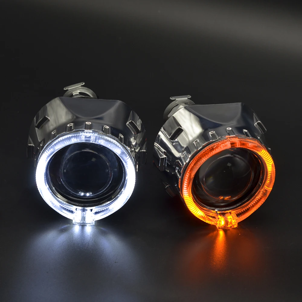 Hid Биксеноновые линзы проектора светодиодные дневные ходовые DRL ангельские глазки маска кожухи мотоцикл автомобиль монтажный комплект подходит для h1 h4 h7 глаза демона