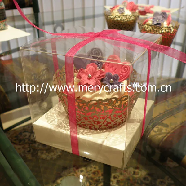 100pcs cube clear mini cupcake PVC boxes plastic packaging for wedding | Дом и сад