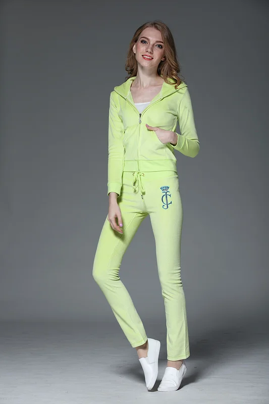 Брендовые женские повседневные Костюмы для влюбленных Juicy черные зеленые