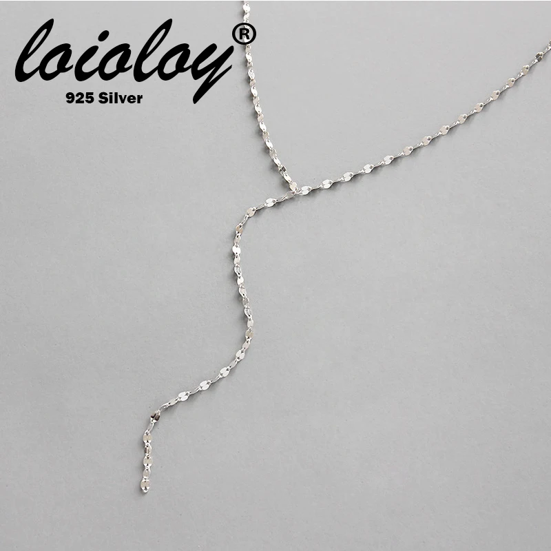 Loioloy Jewelry 925 пробы серебряный стиль INS простая Длинная женская цепочка Серебряная