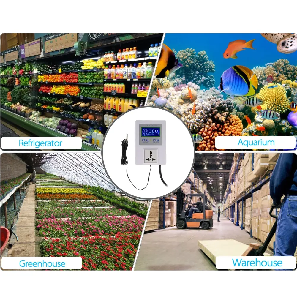 New Digital Intelligent Temperature Controller Pre-wired thermal regulator with Sensor Thermostat Heating Cooling Control Switch |