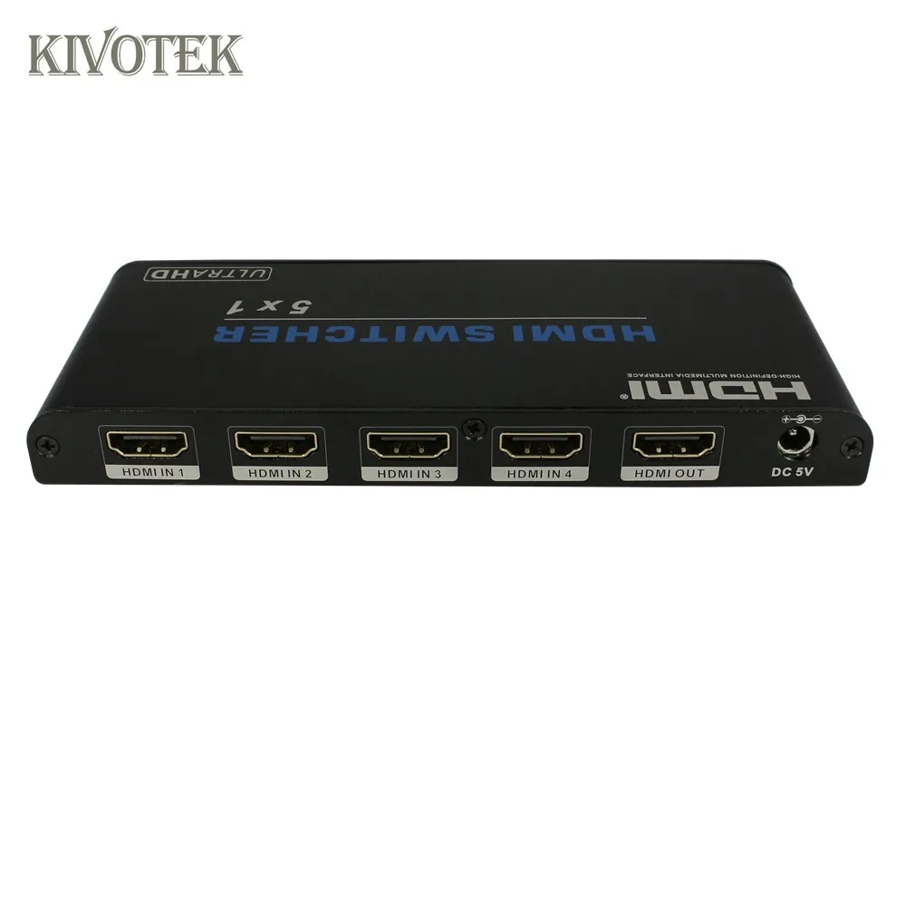 Переключатель разветвитель KIVOTEK 3 шт./лот 4K 5 входов 1 выход 5x1 ИК управление HDMI2.0