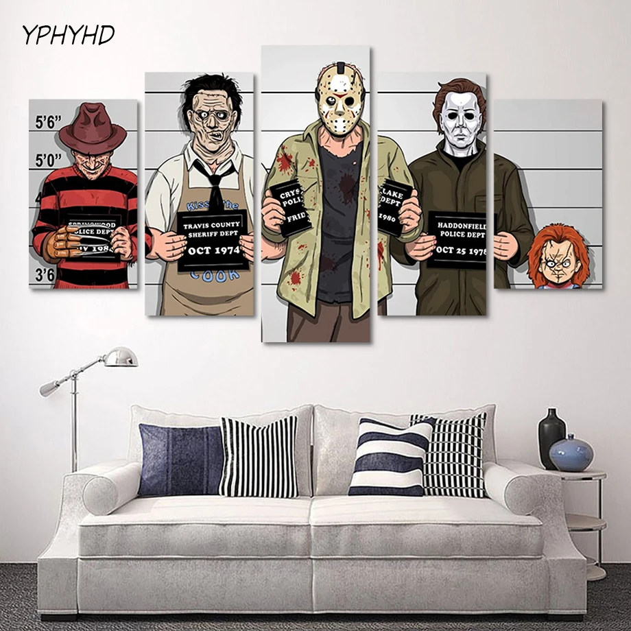 YPHYHD холст HD Печать настенные художественные фотографии 5 шт. комиксы Gracioso Freddy Krueger