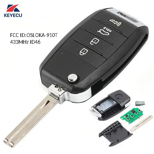 

KEYECU Upgraded Flip Remote Key Fob 433MHz ID46 for 2016-2017 Kia Sorento OSLOKA-910T