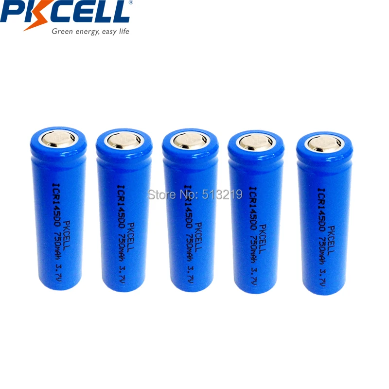 30 шт. PKCELL 14500 750mAh 3 7 V литий ионная аккумуляторная батарея AA литиевая для