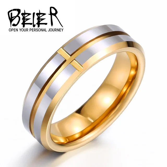 Beier Настоящее вольфрамовое голубое/золотое/черное модное 6 мм высококачественное вольфрамовое отполированное кольцо обручальное кольцо W049 - Цвет основного камня: Золотой