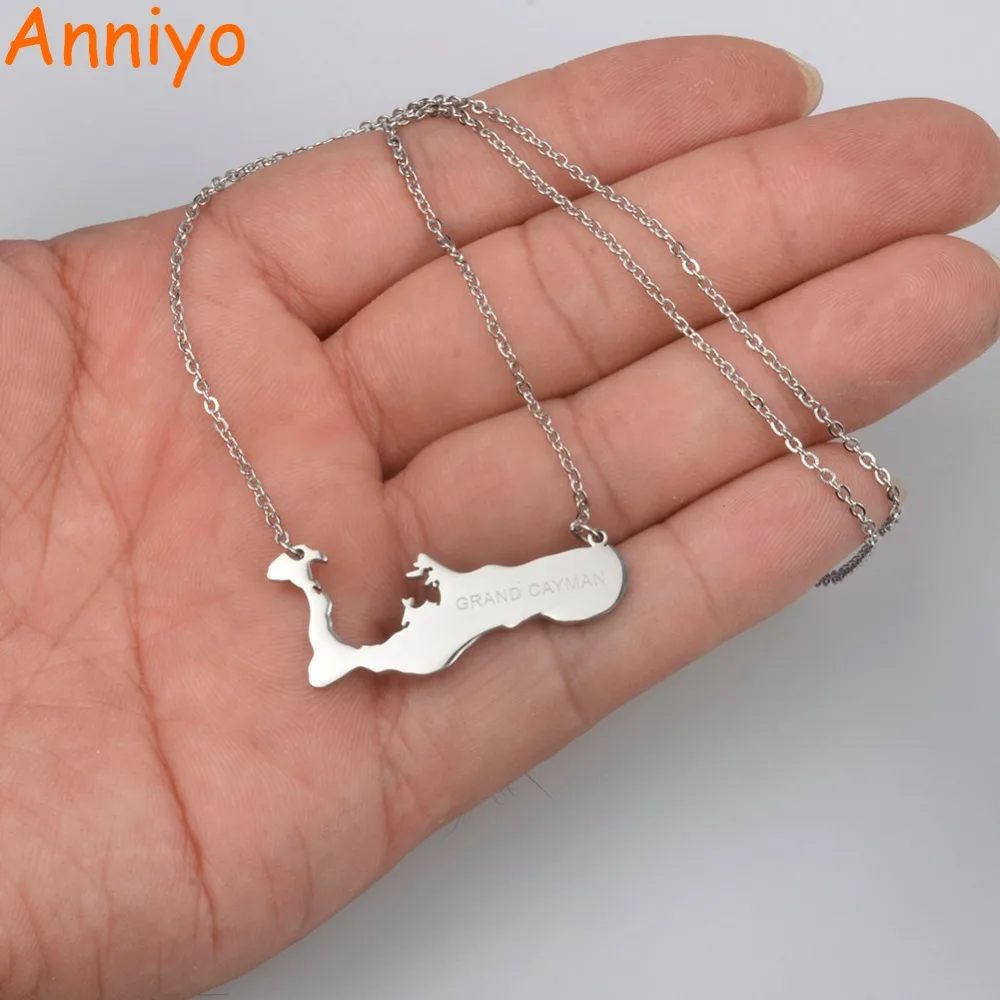 Anniyoc цепи 50 см + 5 доллар Каймановых островов для Кайман карта ожерелья женщин цвет