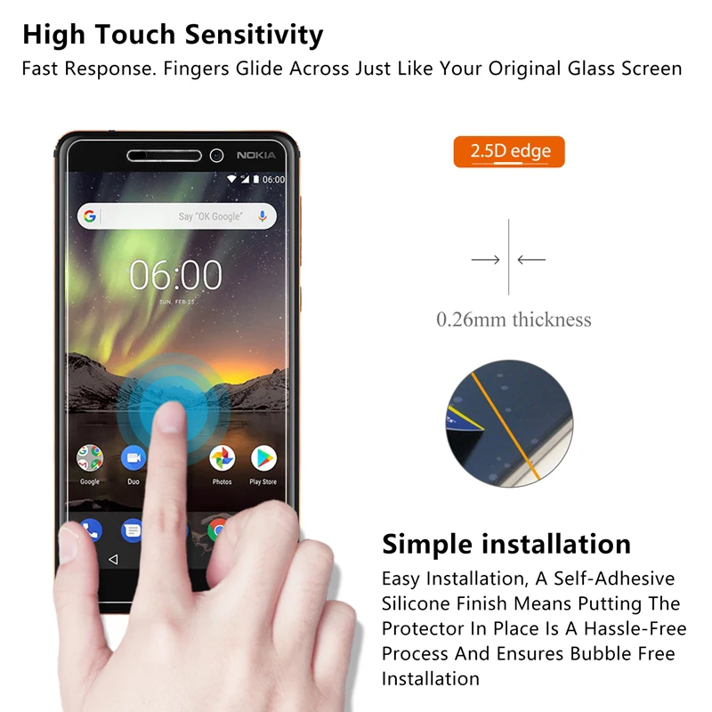 Wangcangli 2.5D Закаленное стекло для Nokia 6,1 защита экрана 9 H ультратонкое Защитное стекло для мобильного телефона