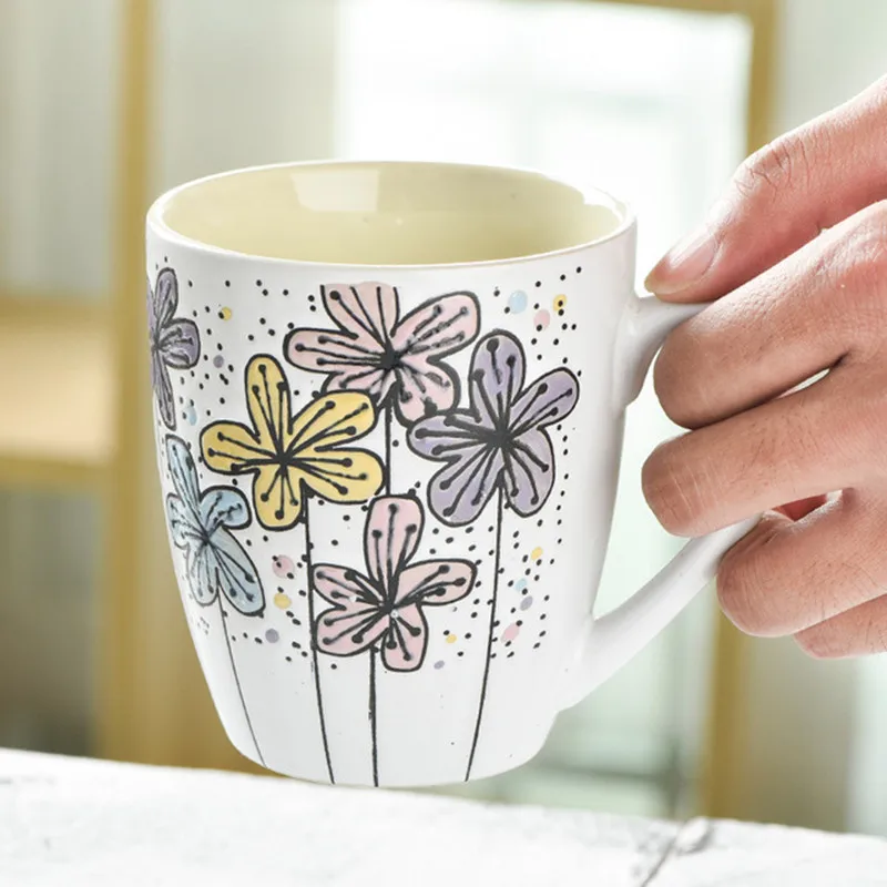 420 мл ручная роспись цветок керамическая кофейная кружка украшения для дома