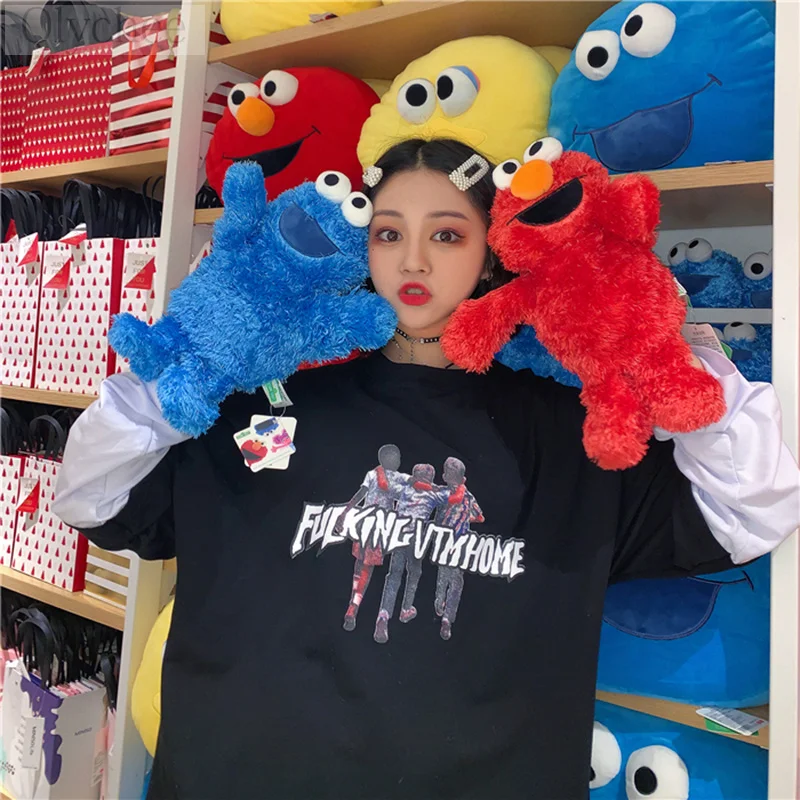 Qlychee уличная футболка с надписью и принтом женская Свободная длинным рукавом