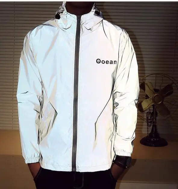 

2018 brand Men's 3m Reflective Jacket Male Skateboard Triangle Windbreaker Waterproof Ghost casual jackets and coats Outerwear