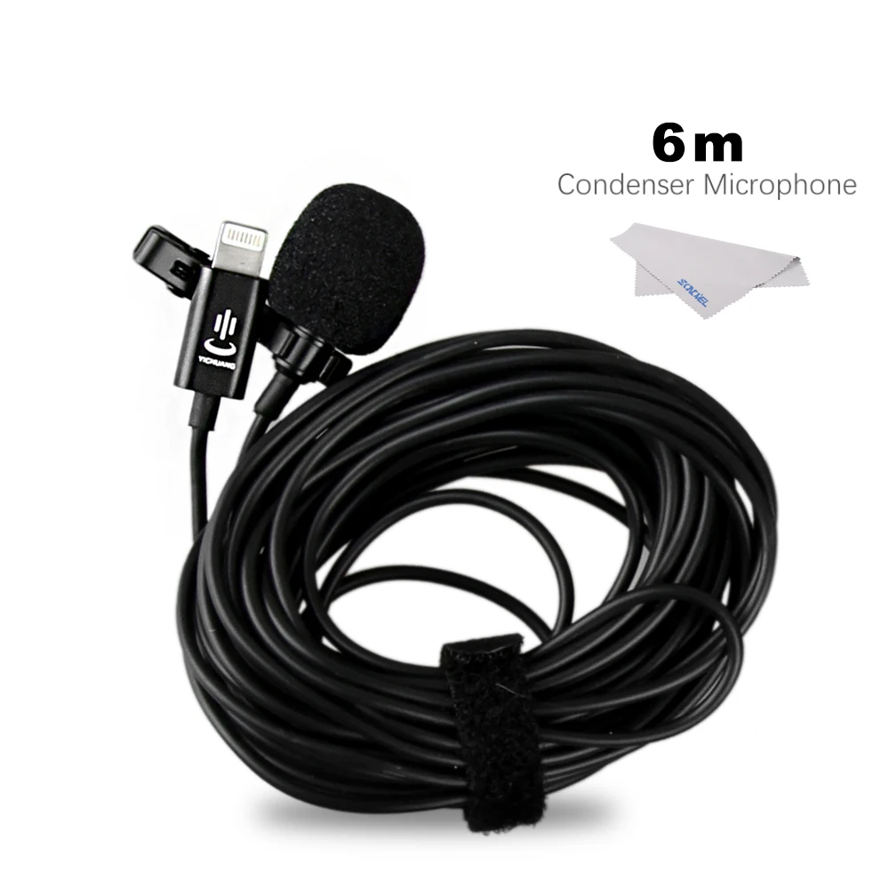 

YC-LM22 6m Professional Lavalier Lightning Microphone for iPhone XS X/8/8 Plus/6/7 Plus iPad 4/3/2 iPad Pro iPad Air 2 iPod Touc