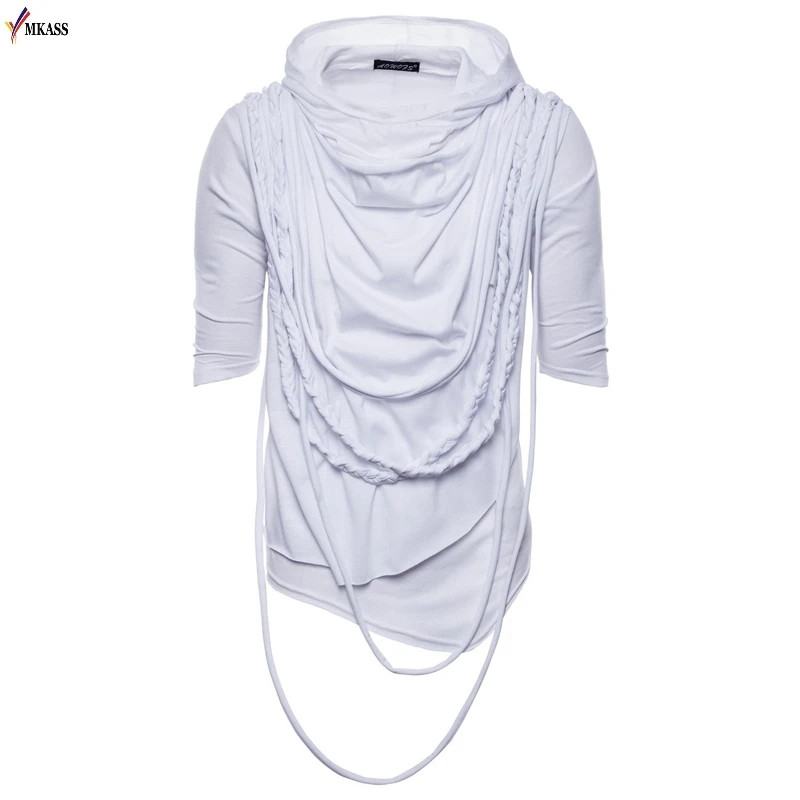 Мужская футболка с коротким рукавом воротником в складку и европейском