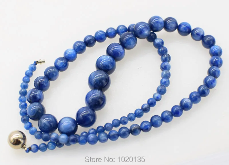 

blue kyanite round AAA 4-12mm necklace 23inch wholesale beads FPPJ for xmas gift amazing gift