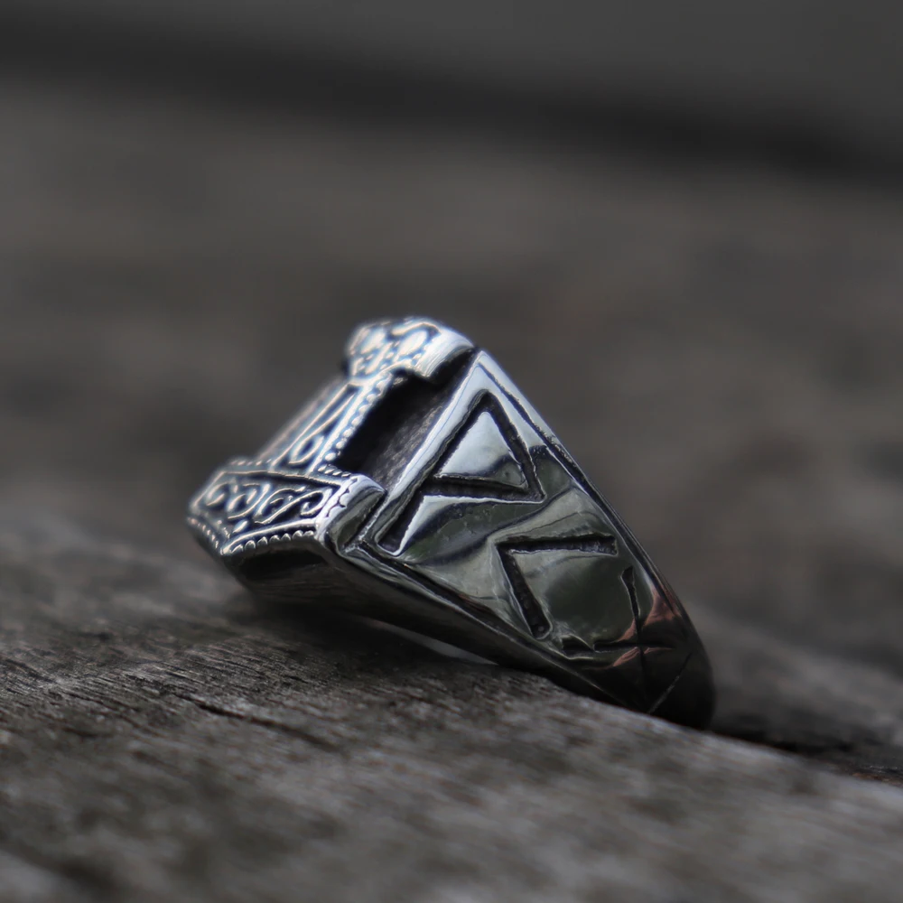 Мужское кольцо из нержавеющей стали Викинг один Mjolnir молот Тора кольца Амулеты