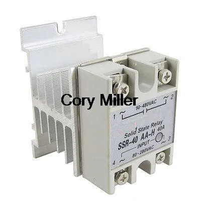 

AC to AC 80-280VAC / 90-480VAC SSR Solid State Relay 40A w Heat Sink