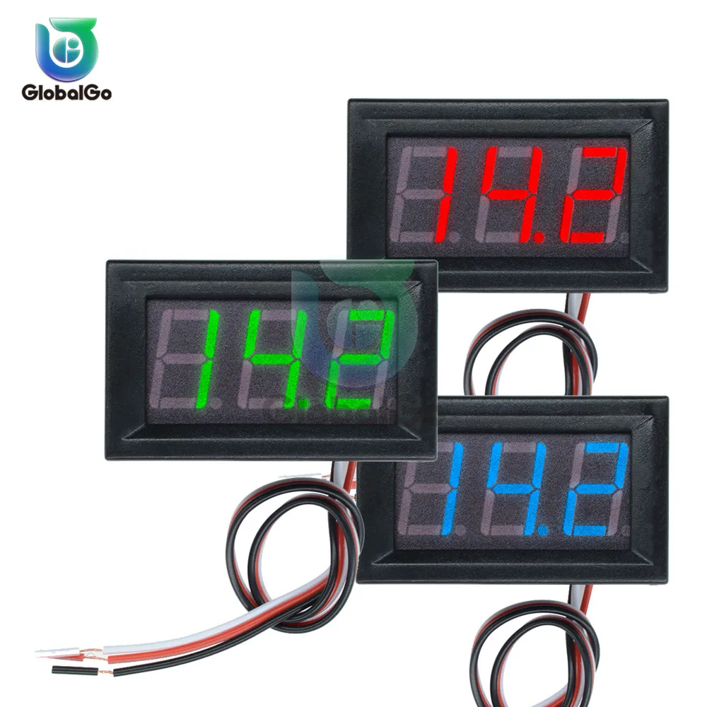0,56 дюймов Мини Прямой ток Цифровой вольтметр 2 провода 3 провода DC4.5V до 30V 0.5" Индикатор напряжения панели дисплея Светодиодный дисплей Измеритель напряжения Для 6V 12V мотоцикл
