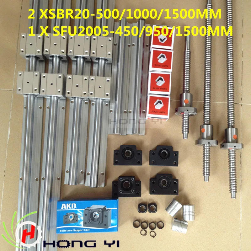 2 X SBR20 Linear Guides -500/1000/1500MM+3 SFU2005 ball screw + 3 BK15 BF15 couplers | Обустройство дома