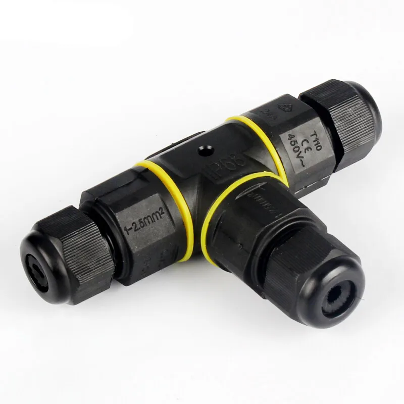 10pcs Waterproof Connector Led Light T-type 3 pin IP68 250V&amp10a 0-8mm Electrical Wire Cable Sealed Retardant Junction Boxes |