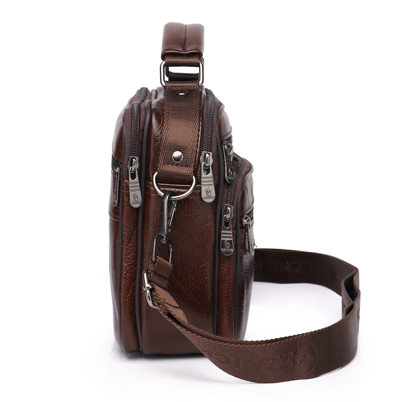 Cow Genuine Leather Messenger Bags Men Travel Business Crossbody Shoulder Bag for Man Fashion Satchels Flap Solid Bag ZZNICK