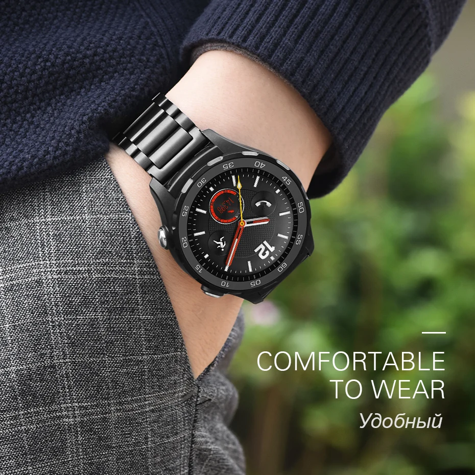 HOCO черный ремешок из нержавеющей стали для HUAWEI Watch 2 спортивный Huami Amazfit Bip умные