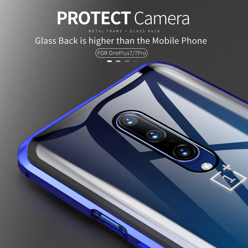 Передняя Задняя стеклянная Магнитная Крышка для Oneplus 7 Pro Роскошный чехол