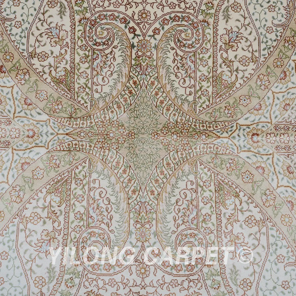 Yilong 5 'x 7 5' иранский шелковый ковер бежевый изысканный персидский Восточный