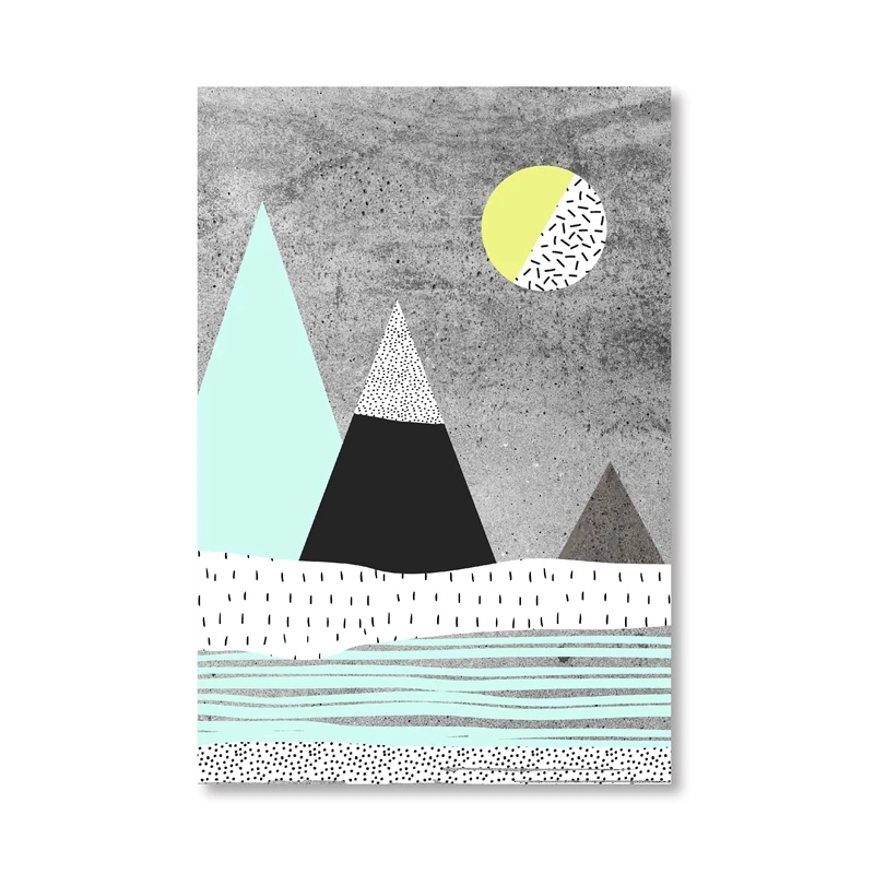 Современные Геометрические горы и солнце мода абстрактный холст с печатью