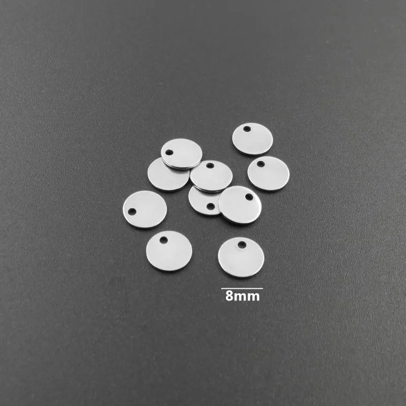 8mm 6/8/10/12/14/18/20/25 мм Серебряный тон Нержавеющая сталь пустой диск Круглый талисман кулон, аксессуары для изготовления украшений своими руками - Цвет: 8mm