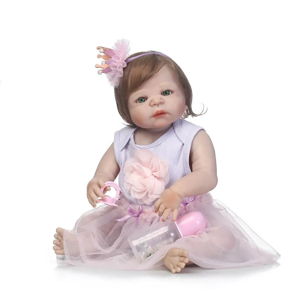 Full Body Silicone Vinyl Babies Reborn Dolls Realistic Alive 23 inch New Born Baby wear Stripe Rompers bebe Bonecas Rebron | Игрушки и