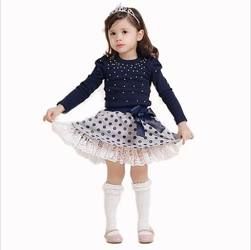 Новый осенне весенний комплект одежды для маленьких девочек комплекты Рубашка с