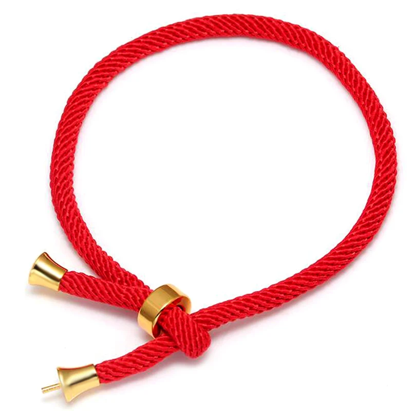 New Electroplated Gold Adjustable Size Red Rope, DIY Beaded Bracelet Jewelry Making Accessories Rope.