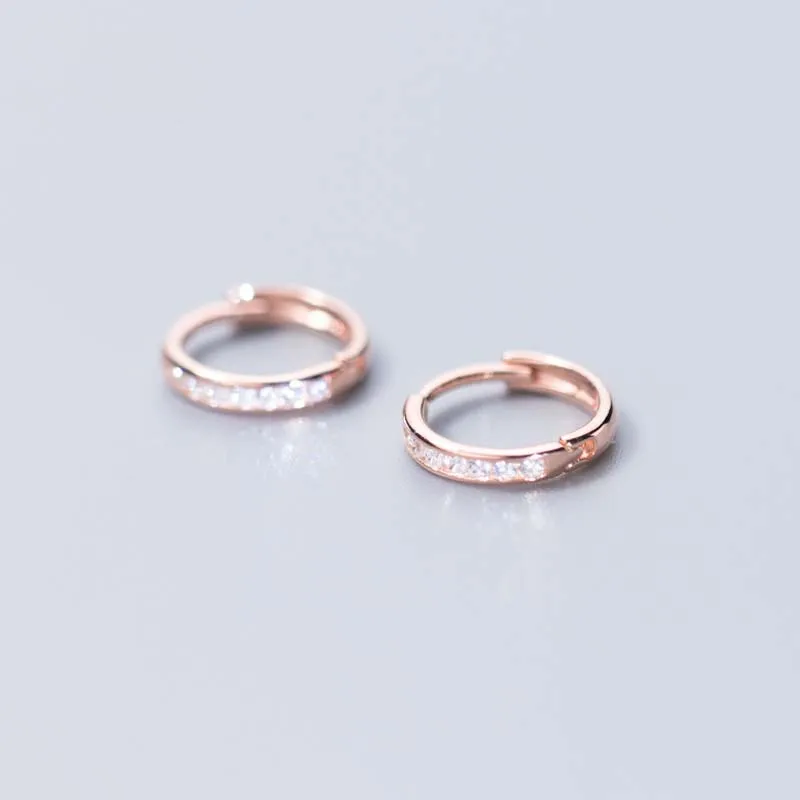 Rose gold color Круглые серьги-Клипсы из стерлингового серебра 925 пробы для женщин ювелирные изделия из стерлингового серебра циркониевая манжета серьги-клипсы для девушек пирсинг мода - Окраска металла: Rose gold color