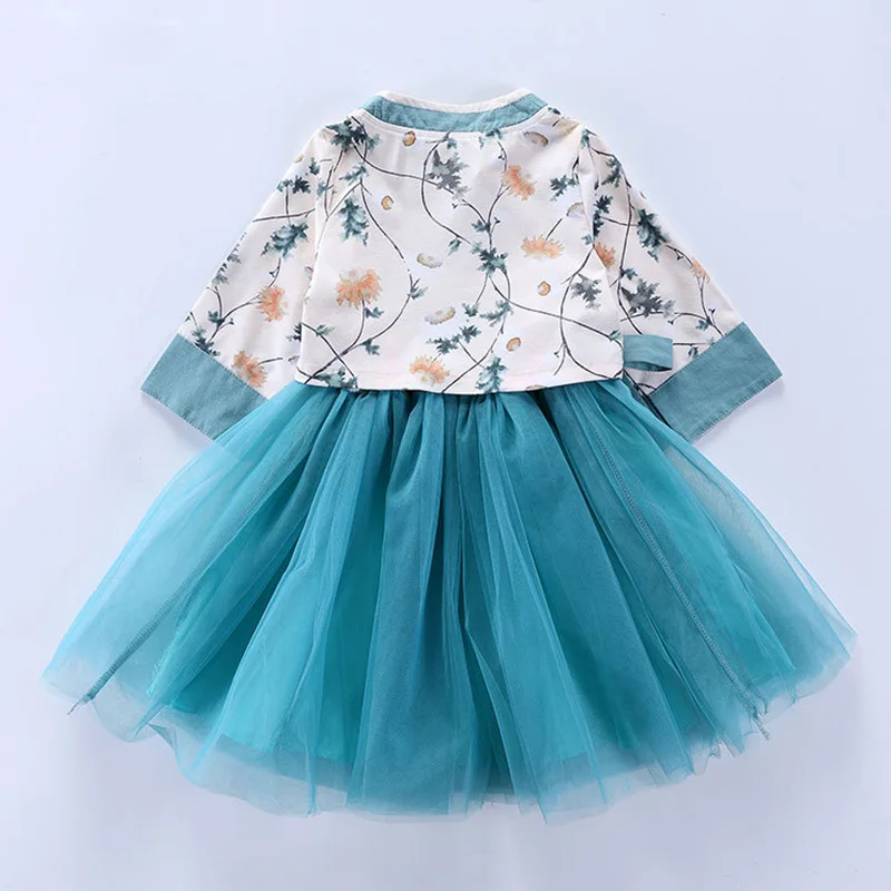 Hanfu/комплект одежды для девочек, коллекция года, новое весеннее детское пышное платье принцессы с длинными рукавами+ пальто, костюмы из 2 предметов для девочек, китайский style2-10T