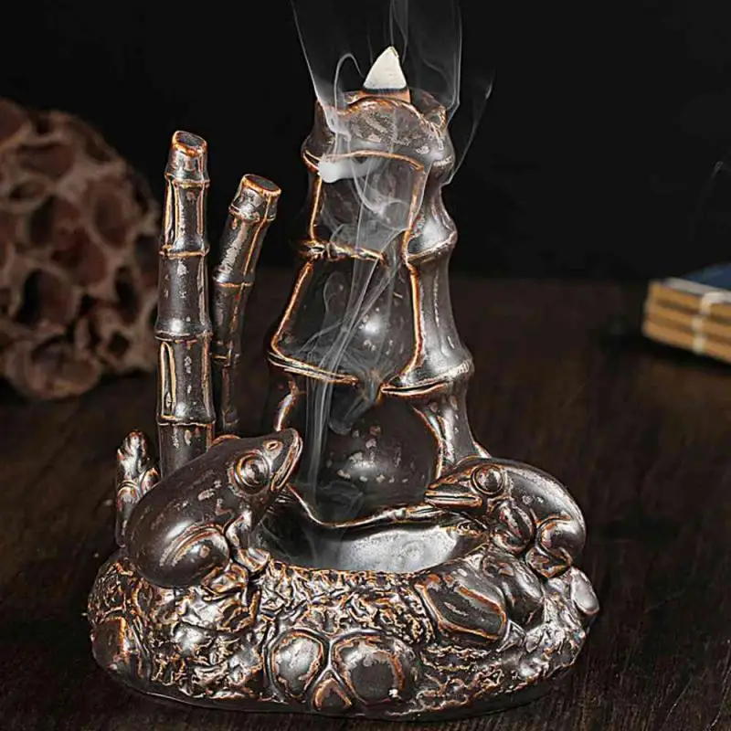 

Chinese God Of Wealth Incense Burner Smoke Waterfall Incense Holder Handmade Ceramic Censer For Buddhist Home Office Decoration
